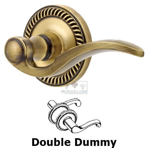 Grandeur Double Dummy Lever - Newport Rosette with Bellagio Door Lever in Vintage Brass