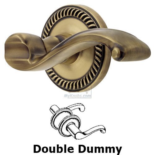 Grandeur Double Dummy Lever - Newport Rosette with Portofino Door Lever in Vintage Brass