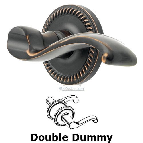 Grandeur Double Dummy Lever - Newport Rosette with Portofino Door Lever in Timeless Bronze