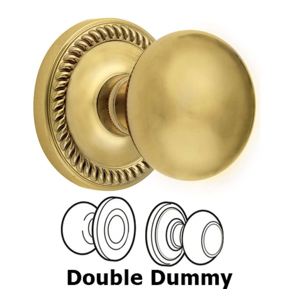 Grandeur Double Dummy Knob - Newport Rosette with Fifth Avenue Door Knob in Polished Brass