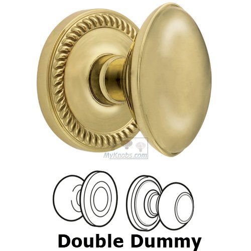Grandeur Double Dummy Knob - Newport Rosette with Eden Prairie Door Knob in Polished Brass