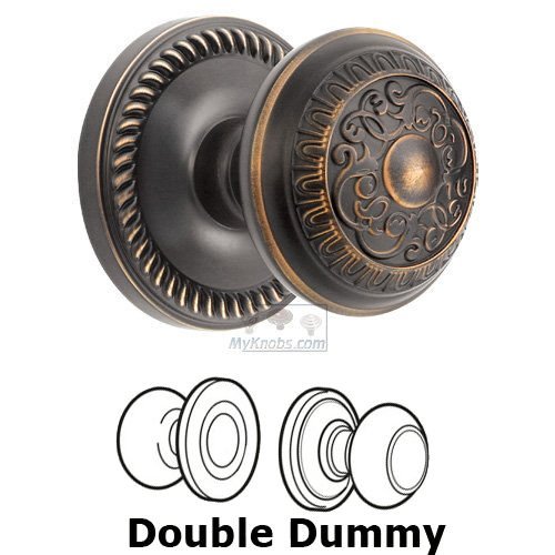 Grandeur Double Dummy Knob - Newport Rosette with Windsor Door Knob in Timeless Bronze