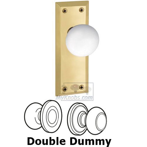 Grandeur Double Dummy Knob - Fifth Avenue Plate with Hyde Park Door Knob in Polished Brass