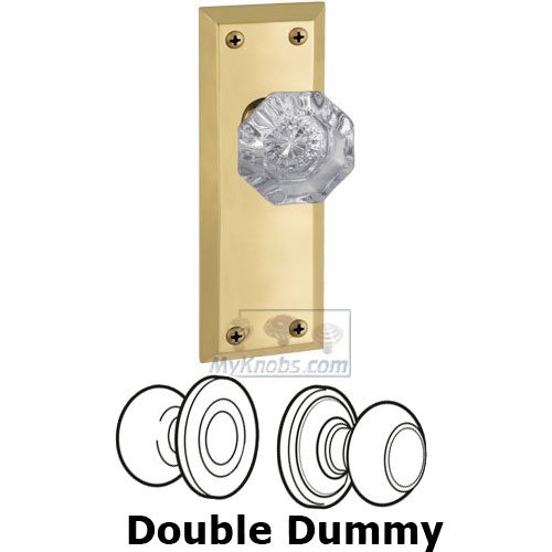Grandeur Double Dummy Knob - Fifth Avenue Plate with Chambord Crystal Door Knob in Polished Brass