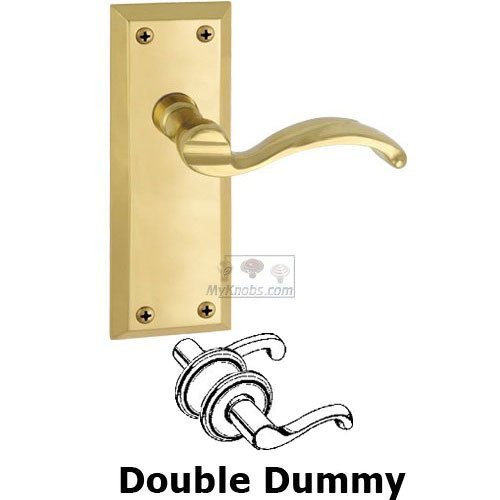 Grandeur Double Dummy Fifth Avenue Plate with Portofino Left Handed Lever in Polished Brass
