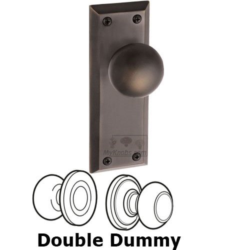 Grandeur Double Dummy Knob - Fifth Avenue Plate with Fifth Avenue Door Knob in Timeless Bronze
