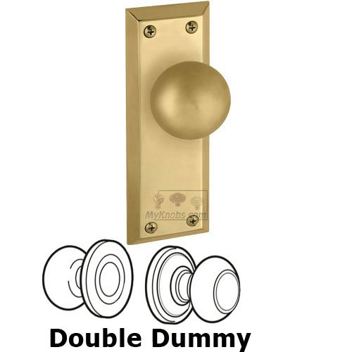 Grandeur Double Dummy Knob - Fifth Avenue Plate with Fifth Avenue Door Knob in Polished Brass