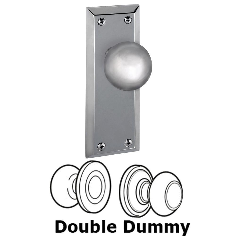 Grandeur Double Dummy Knob - Fifth Avenue Rosette with Fifth Avenue Door Knob in Bright Chrome