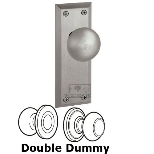 Grandeur Double Dummy Knob - Fifth Avenue Plate with Fifth Avenue Door Knob in Antique Pewter