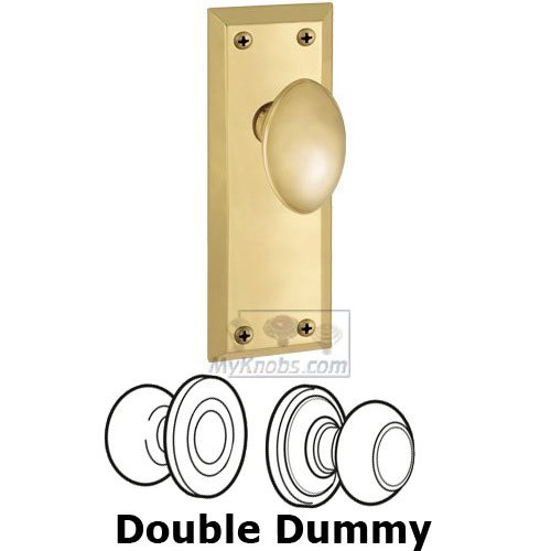 Grandeur Double Dummy Knob - Fifth Avenue Plate with Eden Prairie Door Knob in Polished Brass