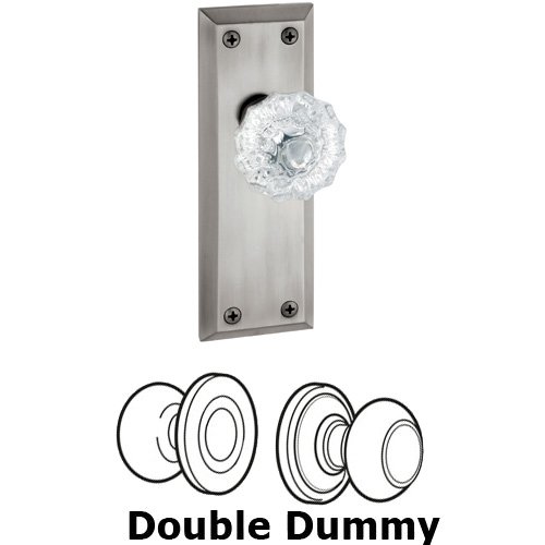 Grandeur Double Dummy Knob - Fifth Avenue Plate with Fontainebleau Crystal Door Knob in Bright Chrome
