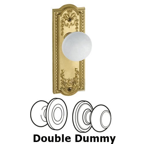 Grandeur Double Dummy Knob - Parthenon Plate with Hyde Park Door Knob in Polished Brass
