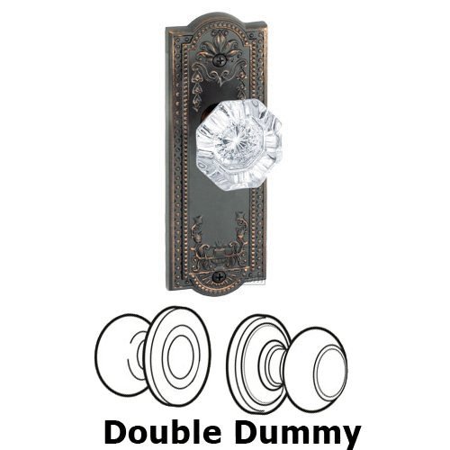 Grandeur Double Dummy Knob - Parthenon Plate with Chambord Crystal Door Knob in Timeless Bronze