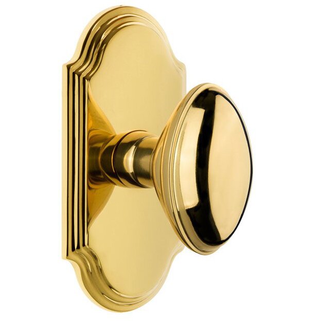 Grandeur Grandeur Arc Plate Privacy with Eden Prairie Knob in Polished Brass