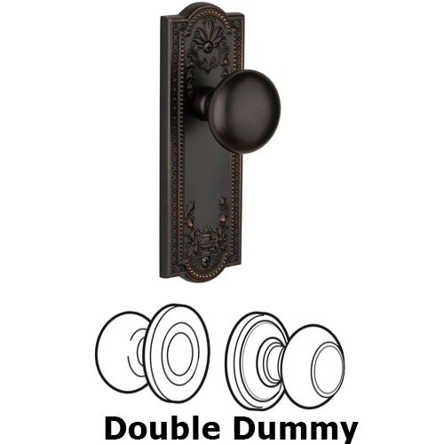 Grandeur Double Dummy Knob - Parthenon Plate with Fifth Avenue Door Knob in Timeless Bronze