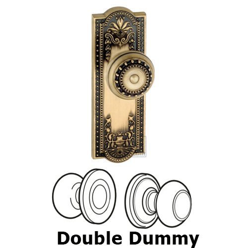 Grandeur Double Dummy Knob - Parthenon Plate with Parthenon Door Knob in Vintage Brass