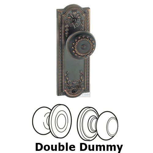 Grandeur Double Dummy Knob - Parthenon Plate with Parthenon Door Knob in Timeless Bronze