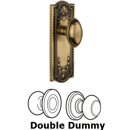 Grandeur Double Dummy Knob - Parthenon Plate with Eden Prairie Door Knob in Vintage Brass