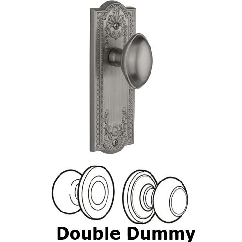 Grandeur Double Dummy Knob - Parthenon Plate with Eden Prairie Door Knob in Satin Nickel