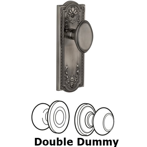 Grandeur Double Dummy Knob - Parthenon Plate with Eden Prairie Door Knob in Antique Pewter