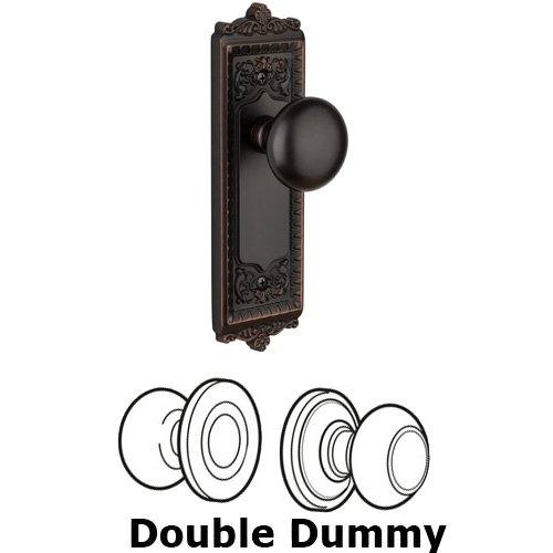 Grandeur Double Dummy Knob - Windsor Plate with Fifth Avenue Door Knob in Timeless Bronze