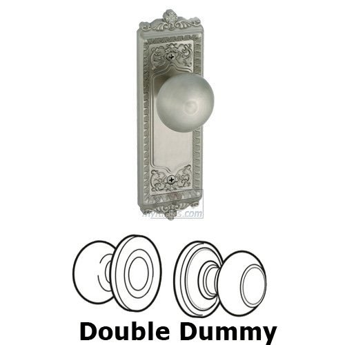 Grandeur Double Dummy Knob - Windsor Plate with Fifth Avenue Door Knob in Satin Nickel