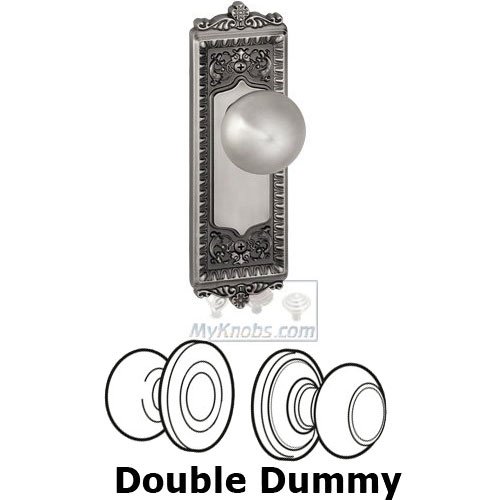 Grandeur Double Dummy Knob - Windsor Plate with Fifth Avenue Door Knob in Antique Pewter