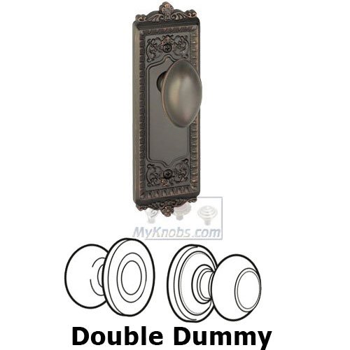 Grandeur Double Dummy Knob - Windsor Plate with Eden Prairie Door Knob in Timeless Bronze