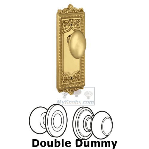 Grandeur Double Dummy Knob - Windsor Plate with Eden Prairie Door Knob in Polished Brass