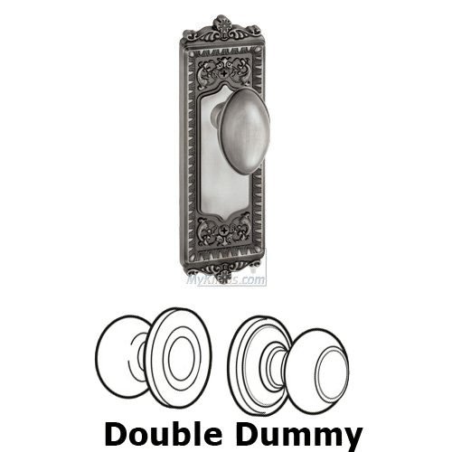 Grandeur Double Dummy Knob - Windsor Plate with Eden Prairie Door Knob in Antique Pewter