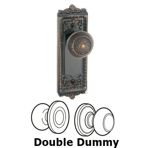 Grandeur Double Dummy Knob - Windsor Plate with Windsor Door Knob in Timeless Bronze