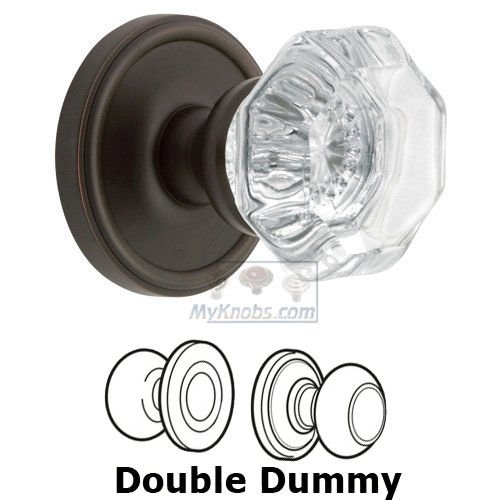 Grandeur Double Dummy Knob - Georgetown Rosette with Chambord Crystal Door Knob in Timeless Bronze