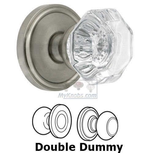 Grandeur Double Dummy Knob - Georgetown Rosette with Chambord Crystal Door Knob in Satin Nickel