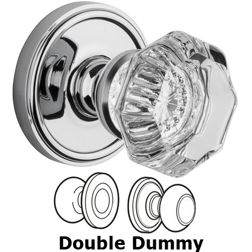 Grandeur Double Dummy Knob - Georgetown Rosette with Chambord Crystal Door Knob in Bright Chrome