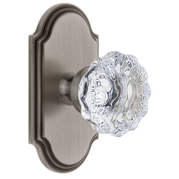 Grandeur Grandeur Arc Plate Privacy with Fontainebleau Crystal Knob in Antique Pewter