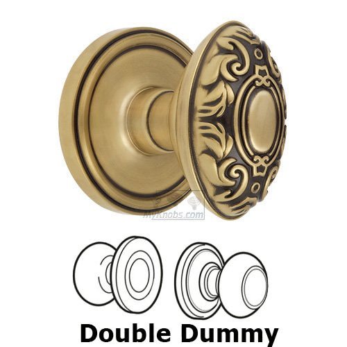 Grandeur Double Dummy Knob - Georgetown Rosette with Grande Victorian Door Knob in Vintage Brass