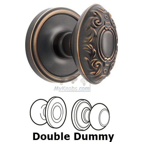 Grandeur Double Dummy Knob - Georgetown Rosette with Grande Victorian Door Knob in Timeless Bronze