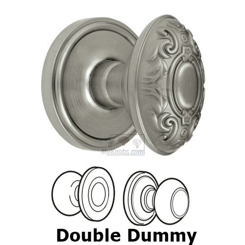 Grandeur Double Dummy Knob - Georgetown Rosette with Grande Victorian Door Knob in Satin Nickel