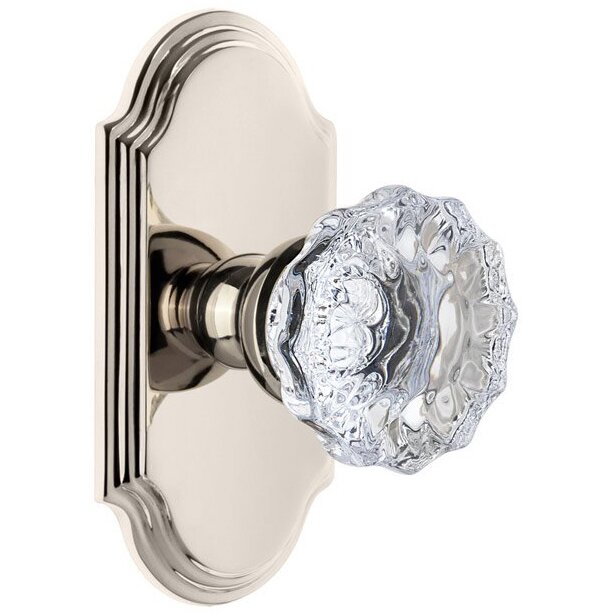Grandeur Grandeur Arc Plate Privacy with Fontainebleau Crystal Knob in Polished Nickel