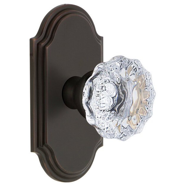 Grandeur Grandeur Arc Plate Privacy with Fontainebleau Crystal Knob in Timeless Bronze