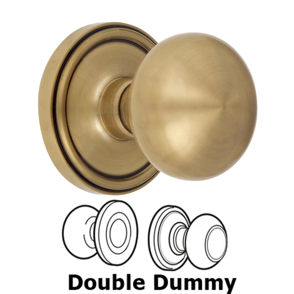 Grandeur Double Dummy Knob - Georgetown Rosette with Fifth Avenue Door Knob in Vintage Brass