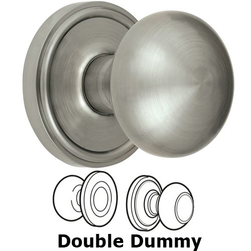 Grandeur Double Dummy Knob - Georgetown Rosette with Fifth Avenue Door Knob in Satin Nickel