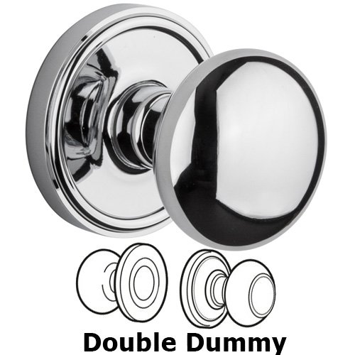 Grandeur Double Dummy Knob - Georgetown Rosette with Fifth Avenue Door Knob in Bright Chrome