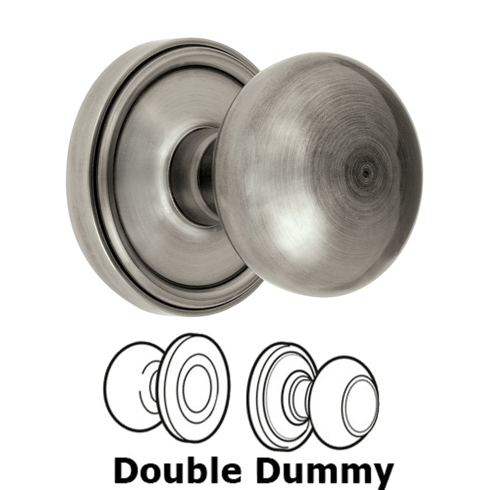 Grandeur Double Dummy Knob - Georgetown Rosette with Fifth Avenue Door Knob in Antique Pewter