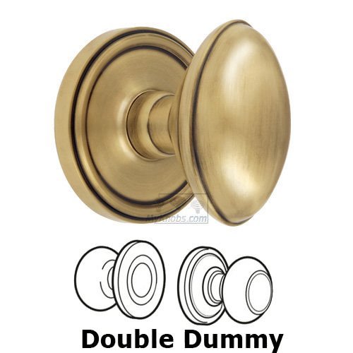 Grandeur Double Dummy Knob - Georgetown Rosette with Eden Prairie Door Knob in Vintage Brass