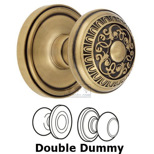 Grandeur Double Dummy Knob - Georgetown Rosette with Windsor Door Knob in Vintage Brass