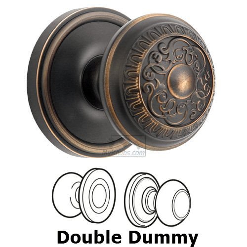 Grandeur Double Dummy Knob - Georgetown Rosette with Windsor Door Knob in Timeless Bronze