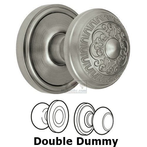 Grandeur Double Dummy Knob - Georgetown Rosette with Windsor Door Knob in Satin Nickel