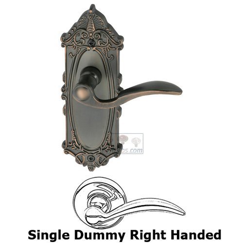 Grandeur Single Dummy Right Handed Lever - Grande Victorian Plate with Bellagio Door Lever in Timeless Bronze