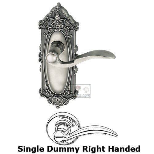 Grandeur Single Dummy Right Handed Lever - Grande Victorian Plate with Bellagio Door Lever in Antique Pewter